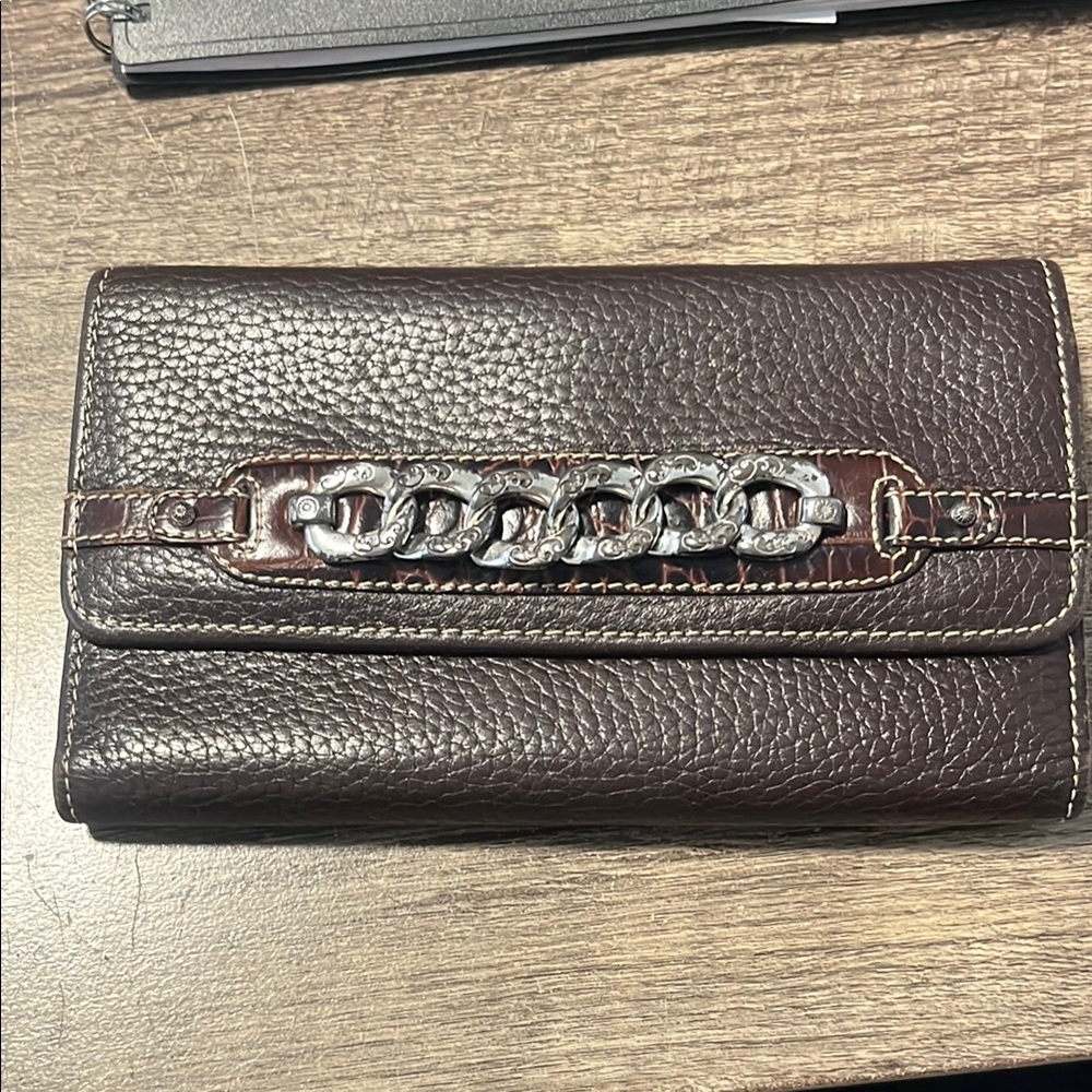Brighton Brown Leather Wallet with Chain Detail